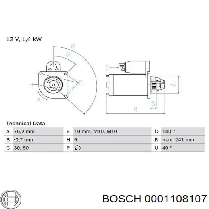 Купить 0001108107 Bosch Стартер