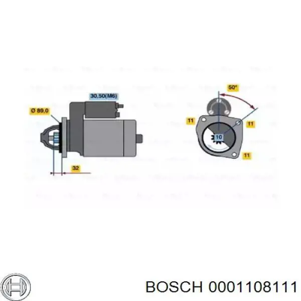 Купить 0001108111 Bosch Стартер
