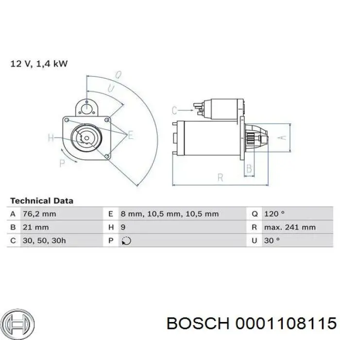 Купить 0001108115 Bosch Стартер