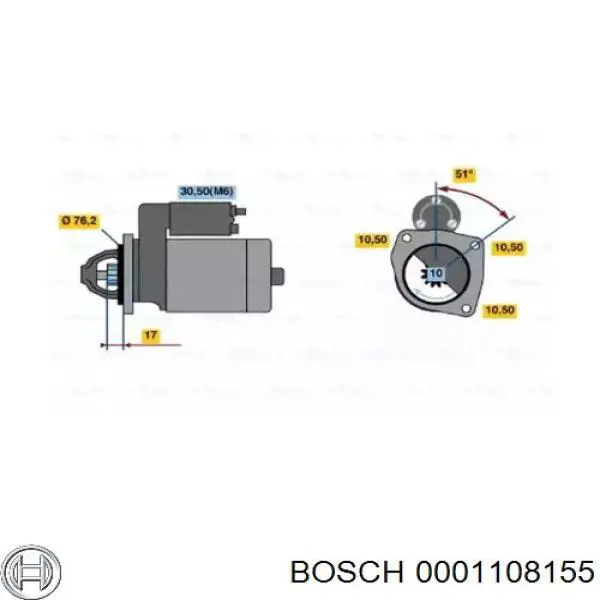 0001108155 Bosch Стартер автомобиля
