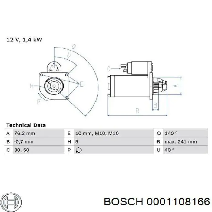 0001108166 Bosch Стартер автомобиля