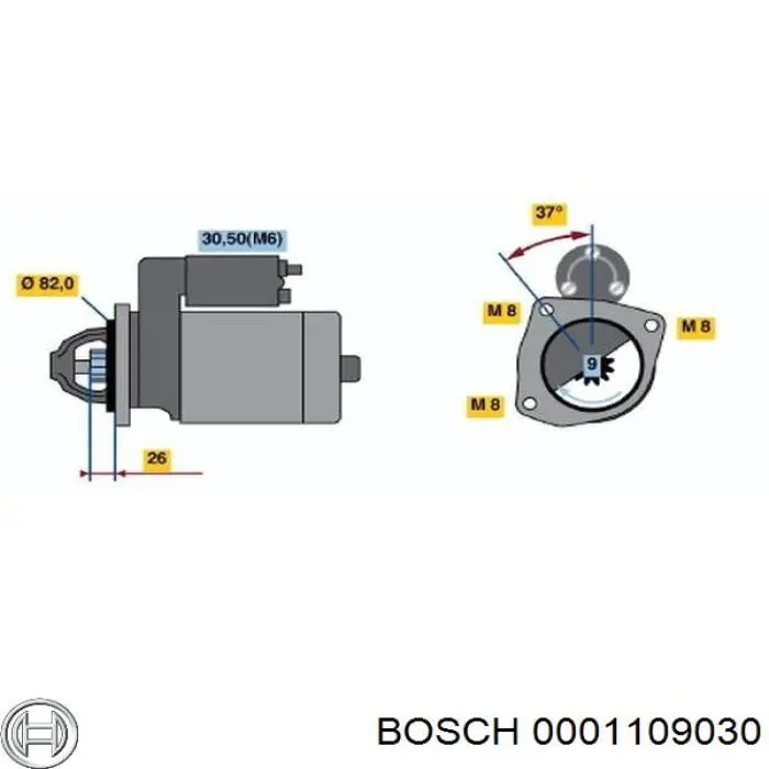 0001109030 Bosch Стартер автомобиля
