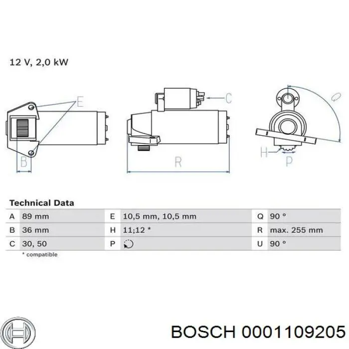 Купить 0001109205 Bosch Стартер