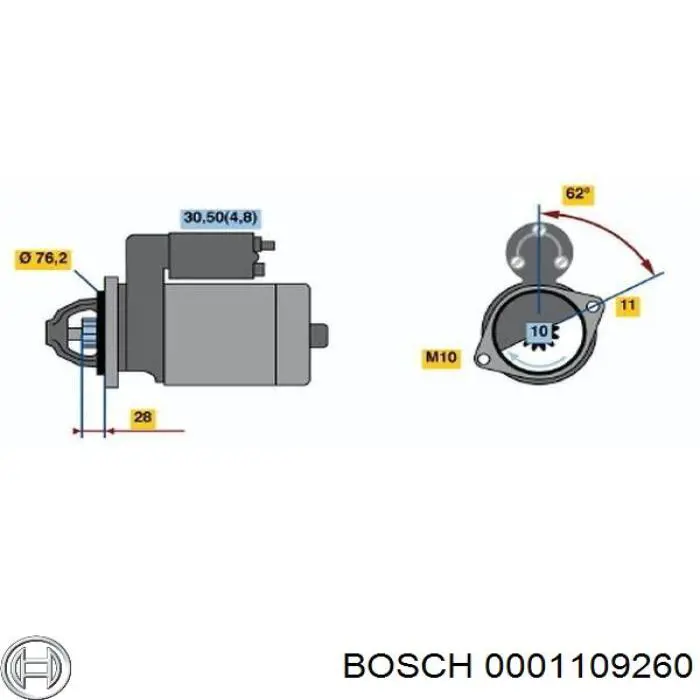 Стартер Bosch 0001109260 цена, от 101.05 USD