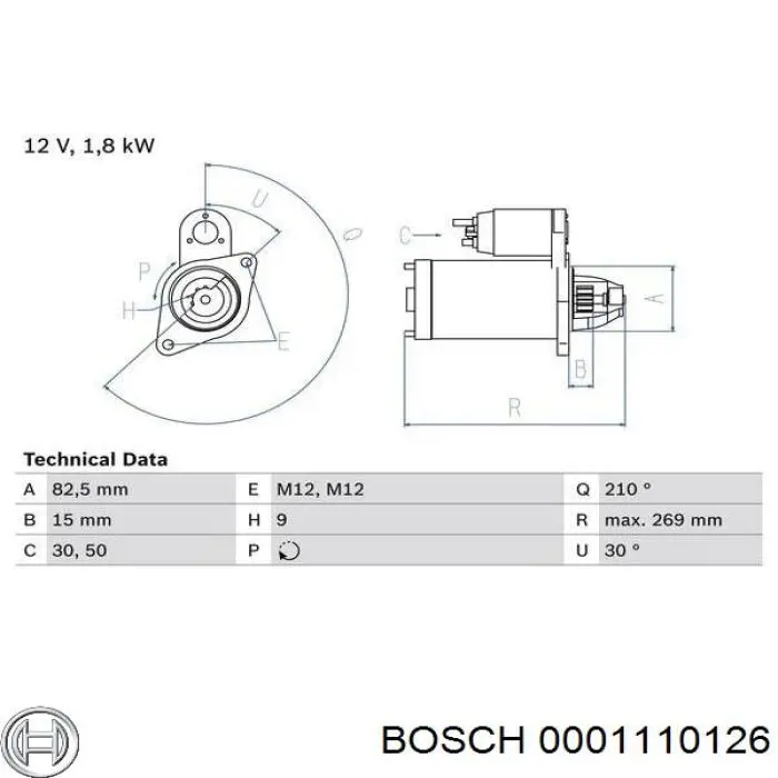 0001110126 Bosch Стартер автомобиля
