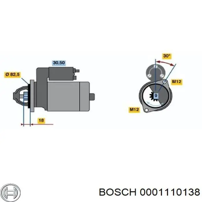 Motor de arranque 0001110138 Bosch