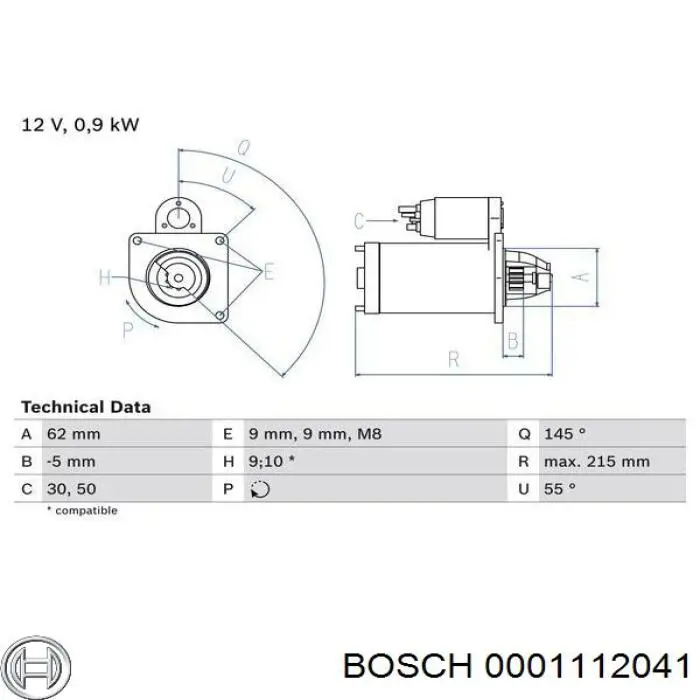 0001112041 Bosch Стартер автомобиля