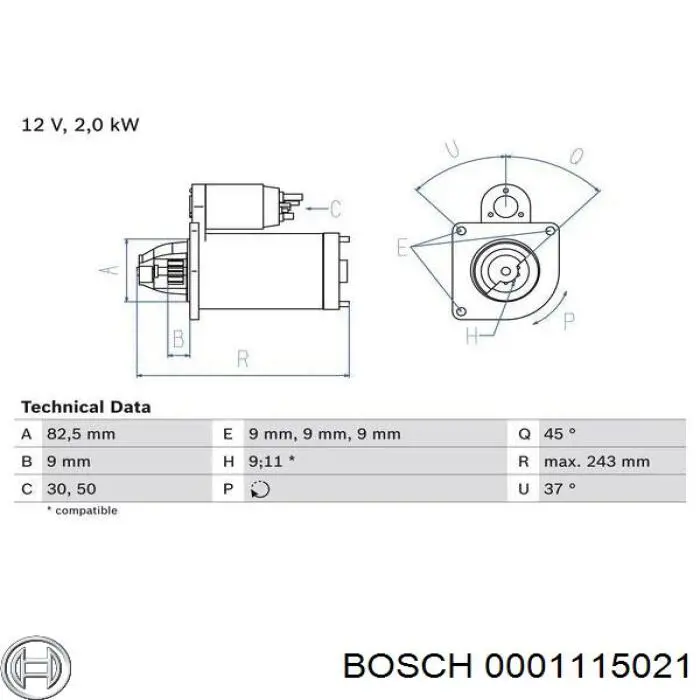 0001115021 Bosch Стартер автомобиля