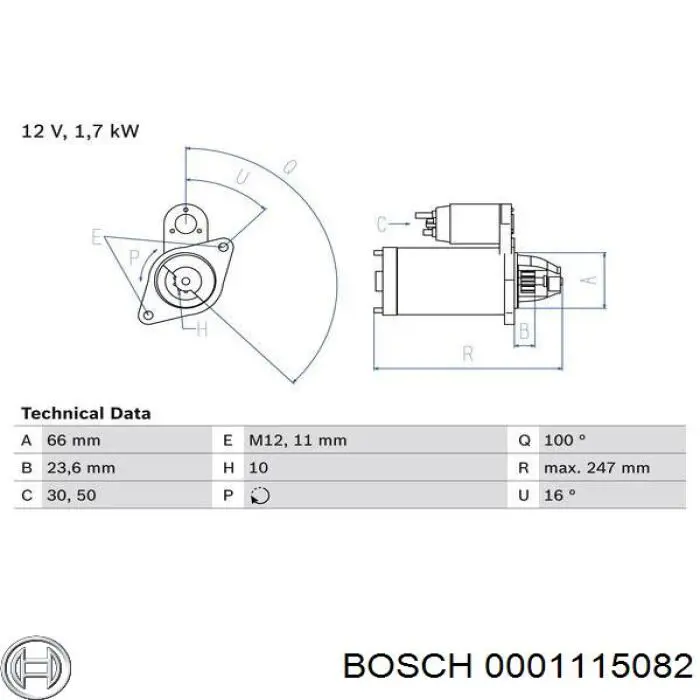 0001115082 Bosch Стартер автомобиля