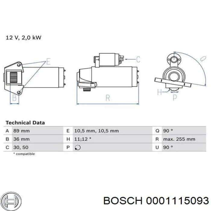 Купить 0001115093 Bosch Стартер