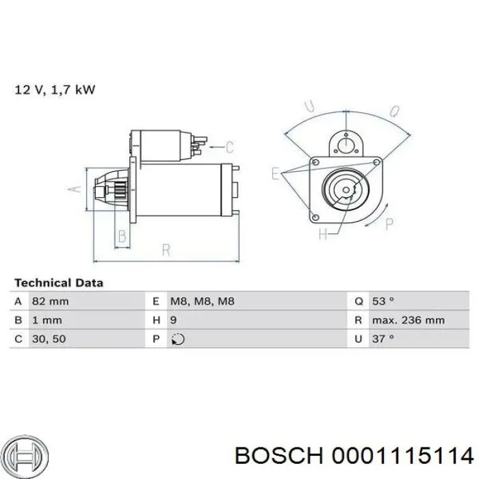 0001115114 Bosch Стартер автомобиля