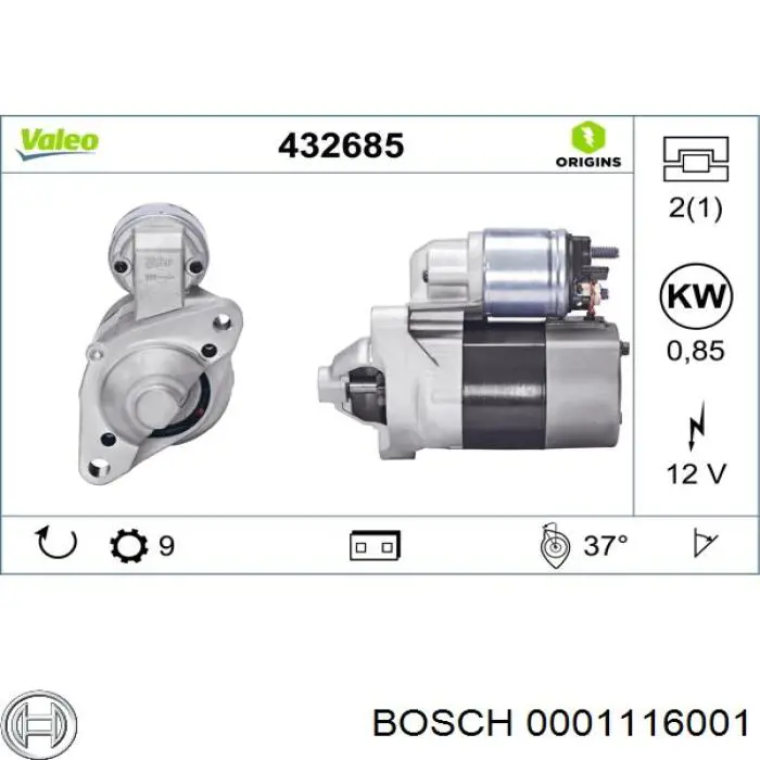Стартер Bosch 0001116001 цена, от 91.26 USD