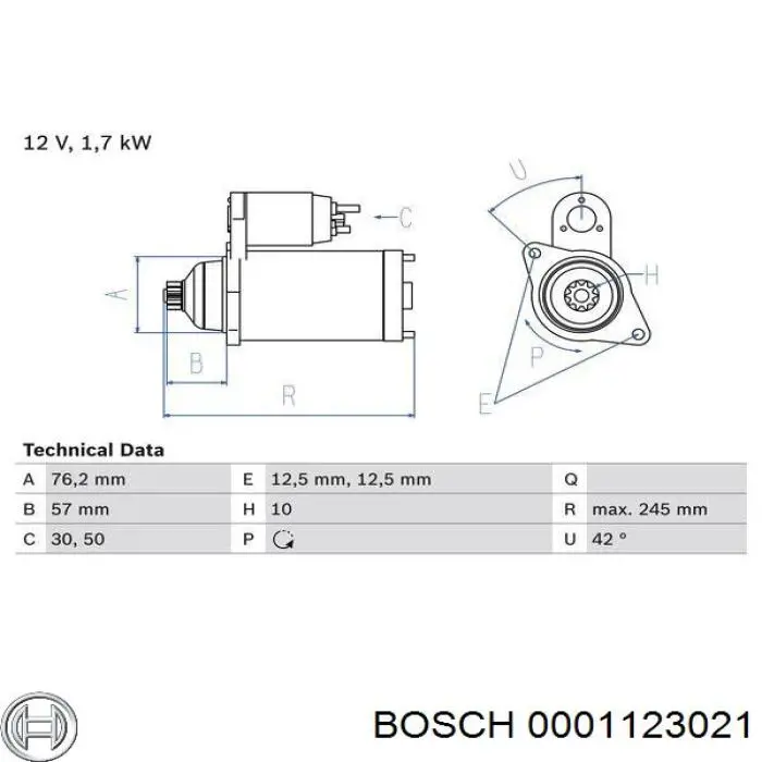 Стартер 0001123021 Bosch