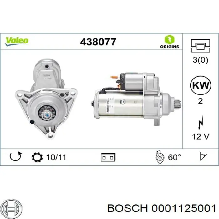 Стартер двигателя Bosch 0001125001