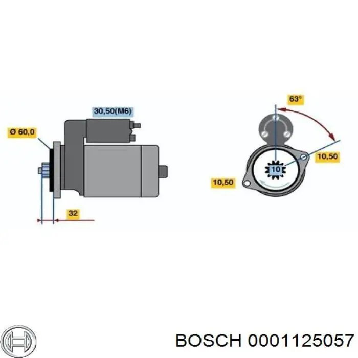 0001125057 Bosch Стартер автомобиля