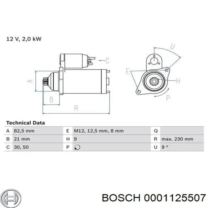 Стартер Bosch 0001125507 цена, от 99.39 USD