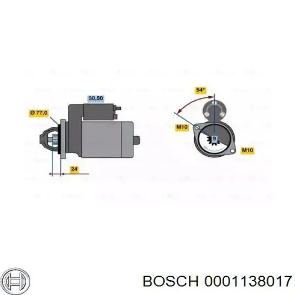 Стартер Bosch 0001138017 цена, от 105.46 USD