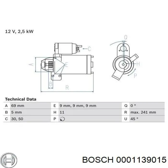 Motor de arranque 0001139015 Bosch