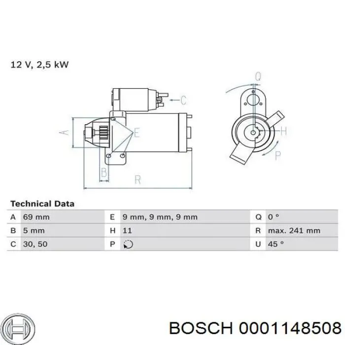 0001148508 Bosch Стартер автомобиля