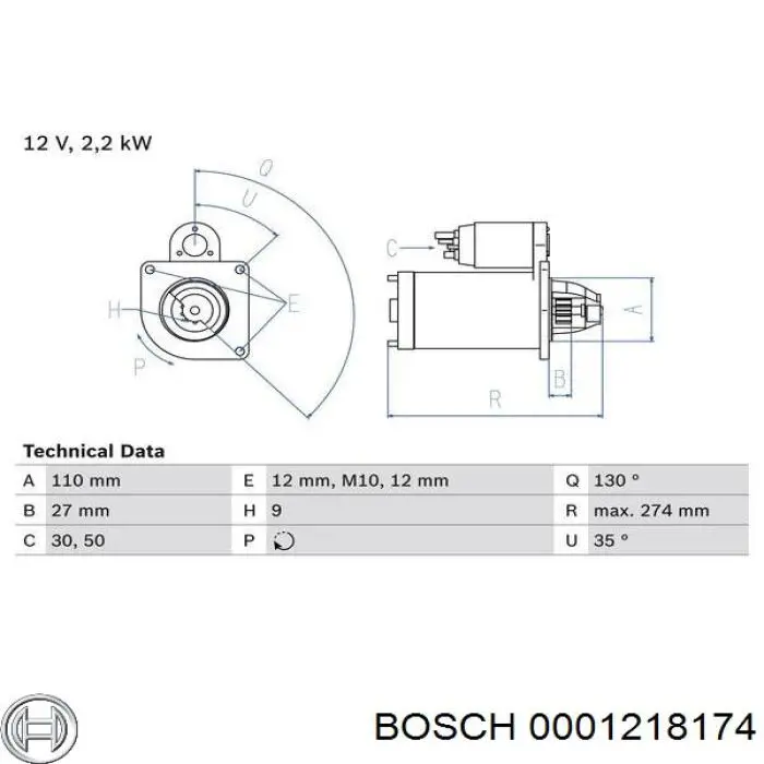 Купить 0001218174 Bosch Стартер