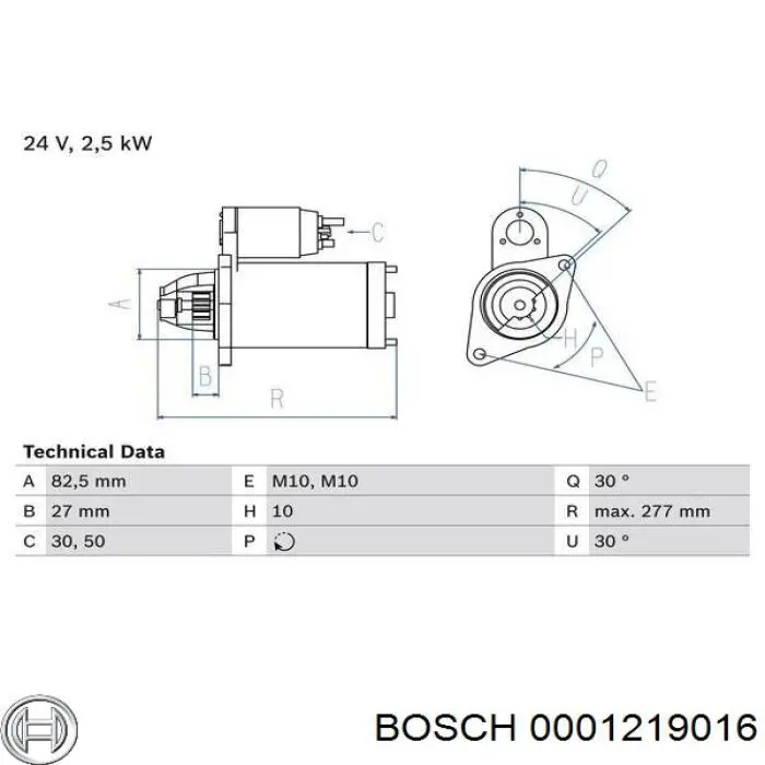 0001219016 Bosch Стартер автомобиля