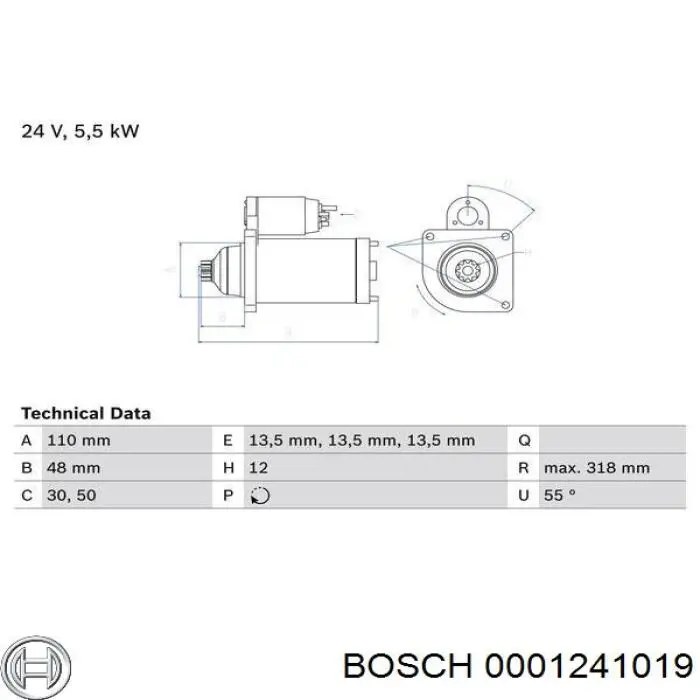 Стартер Bosch 0001241019 цена, от 180.16 USD