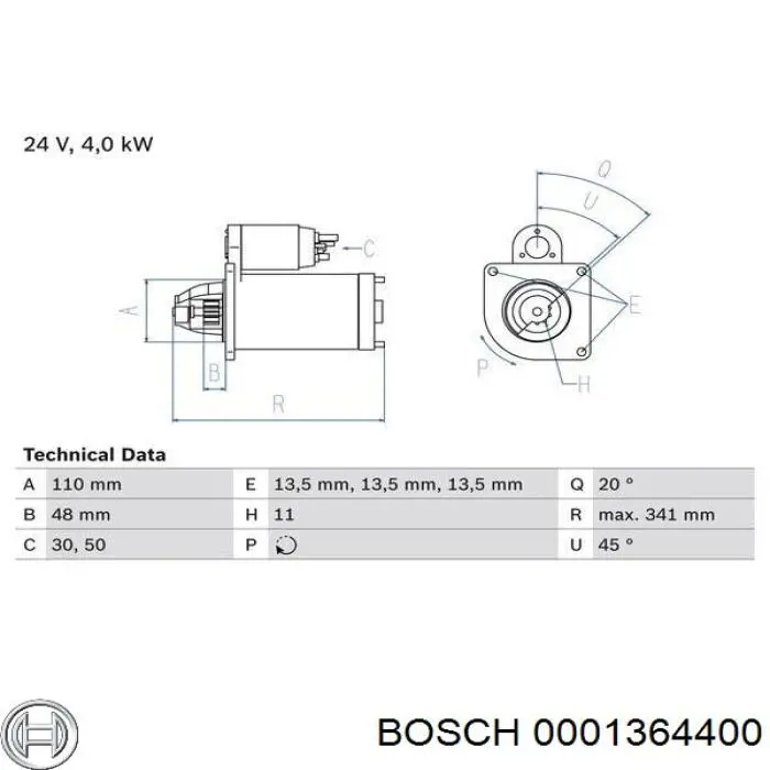 0001364400 Bosch стартер