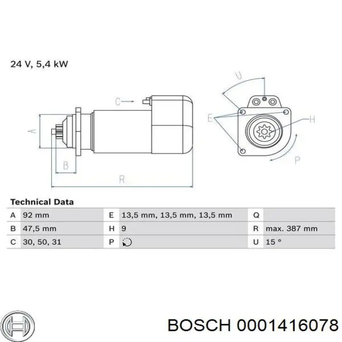 Стартер 0001416078 Bosch