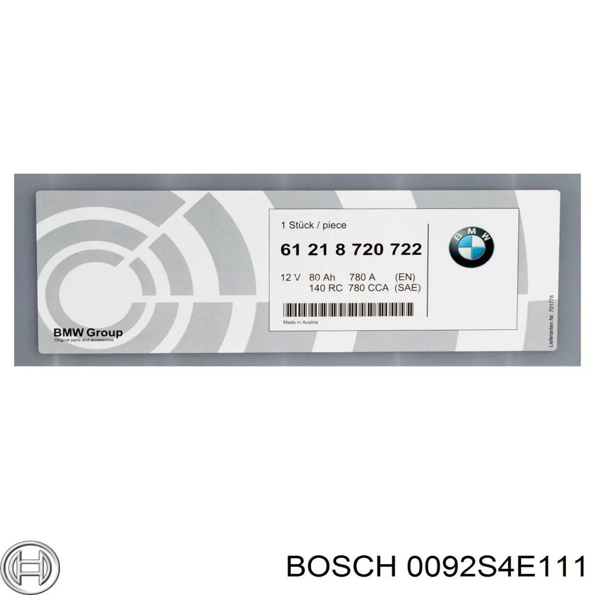 Аккумулятор Bosch 0092S4E111