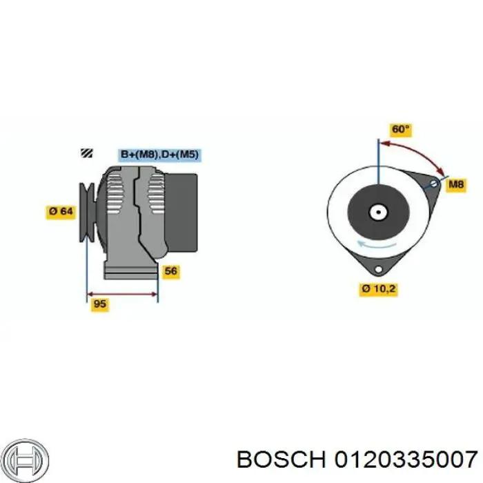Автомобильный генератор Bosch 0120335007 цена, от 135.44 USD