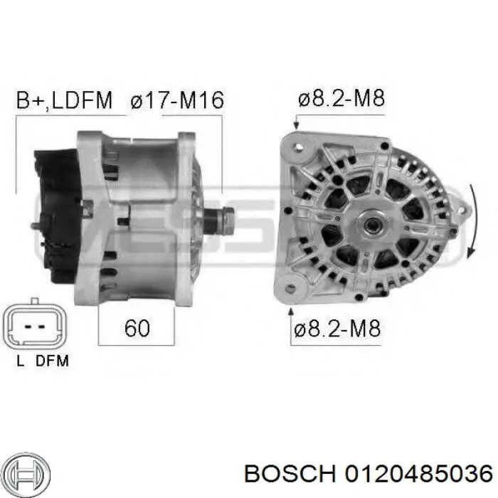 Автомобильный генератор Bosch 0120485036 цена, от 149.70 USD