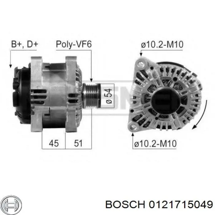 Автомобильный генератор Bosch 0121715049 цена, от 202.24 USD