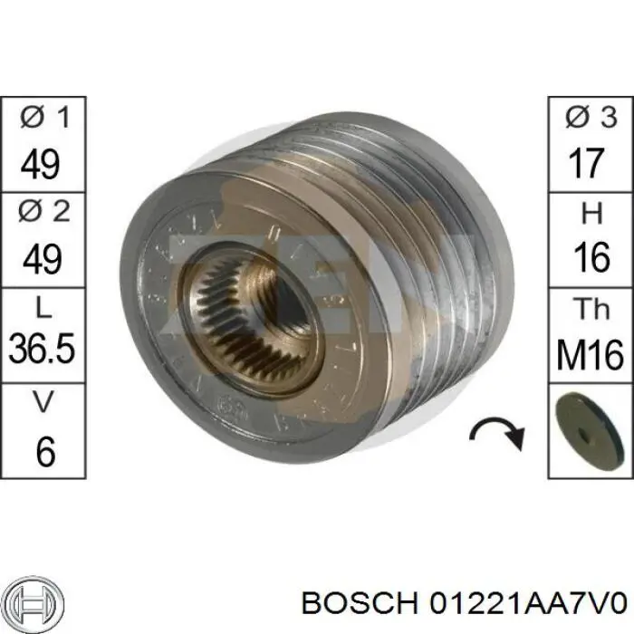 01221AA7V0 Bosch шкив генератора