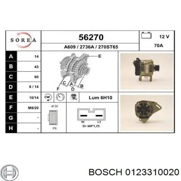 0123310020 Bosch генератор