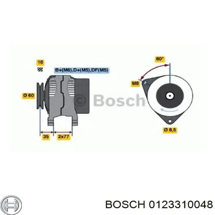 Автомобильный генератор Bosch 0123310048 цена, от 74.22 USD