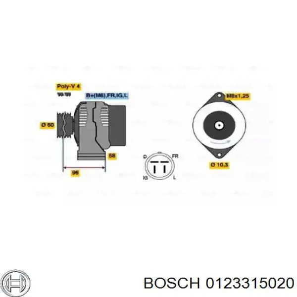 Автомобильный генератор Bosch 0123315020 цена, от 147.30 USD