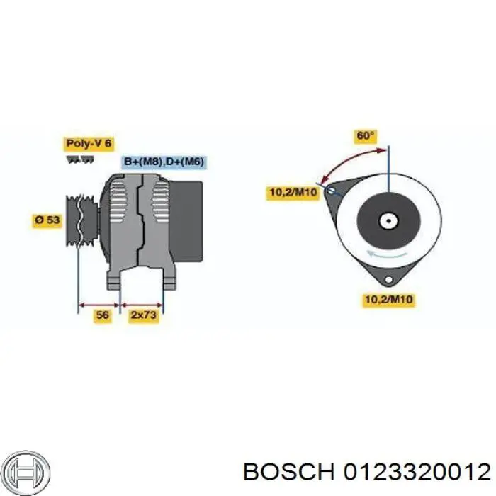 Alternador 0123320012 Bosch