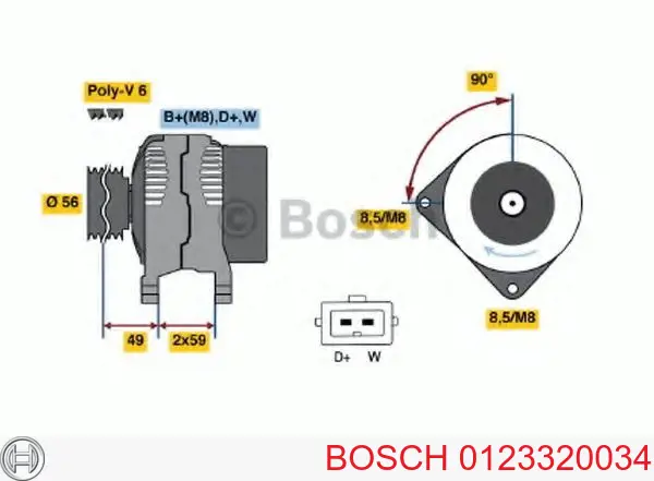 Автомобильный генератор Bosch 0123320034 цена, от 82.98 USD