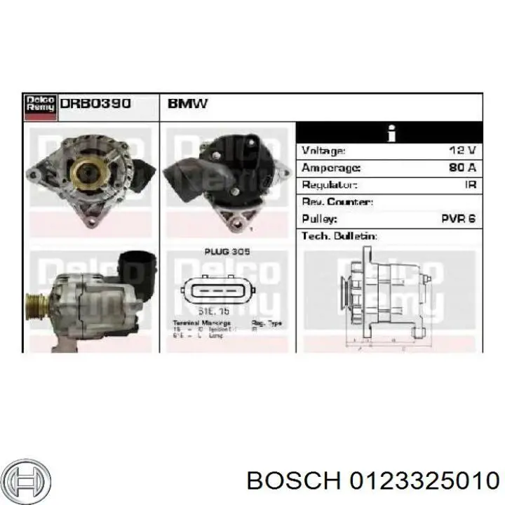 Автомобильный генератор Bosch 0123325010 цена, от 89.99 USD
