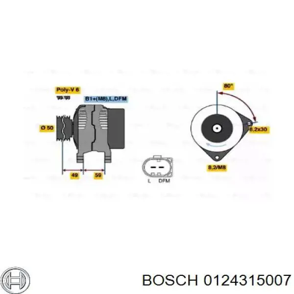 Автомобильный генератор Bosch 0124315007 цена, от 63.35 USD