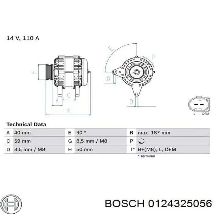 Автомобильный генератор Bosch 0124325056 цена, от 84.36 USD