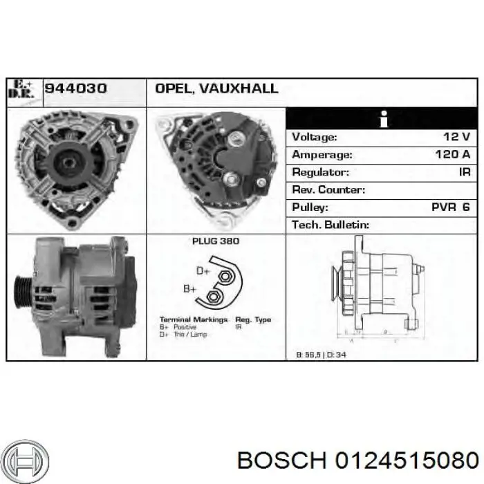 Автомобильный генератор Bosch 0124515080 цена, от 50.79 USD
