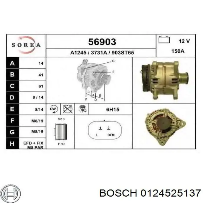 0124525137 Bosch Генератор автомобильный
