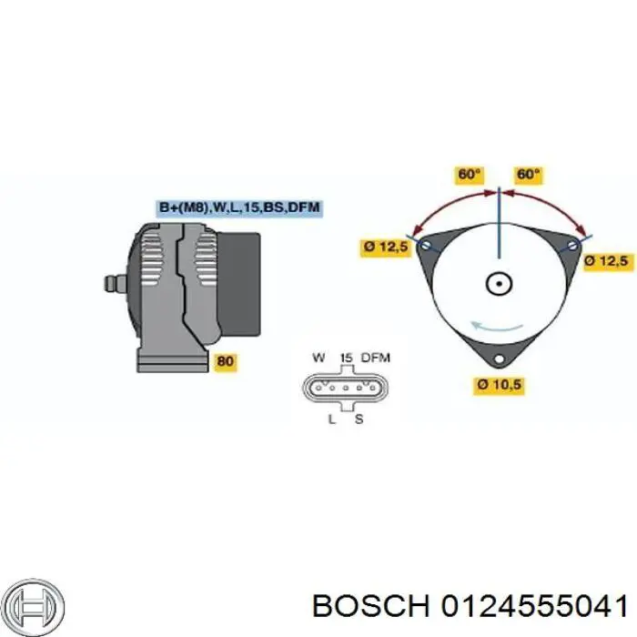 Генератор автомобиля Bosch 0124555041