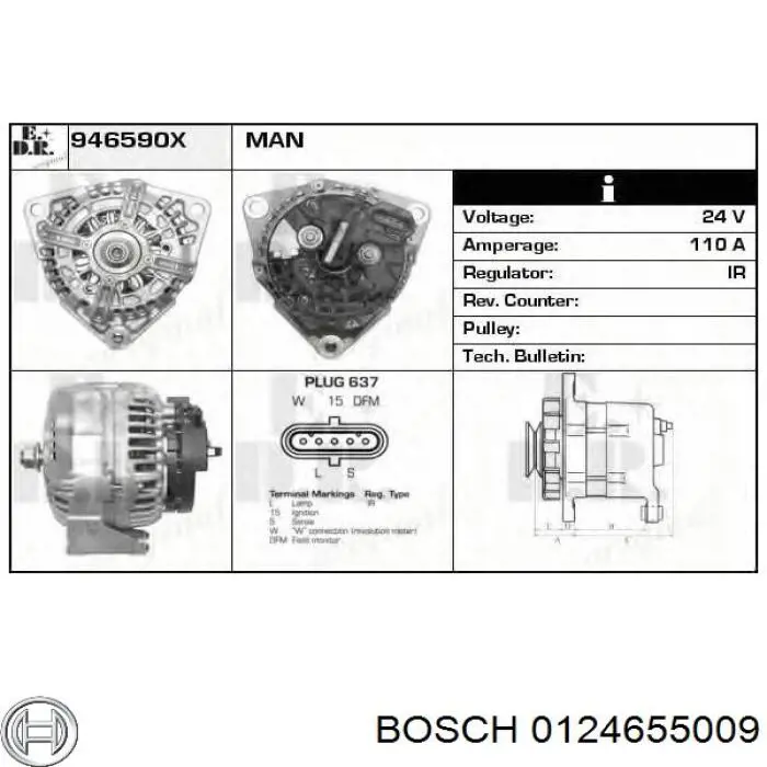 Купить 0124655009 Bosch Генератор