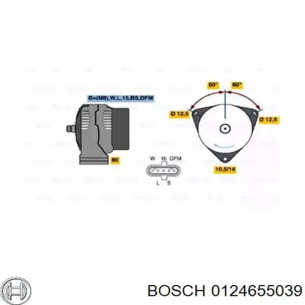 Генератор автомобиля Bosch 0124655039