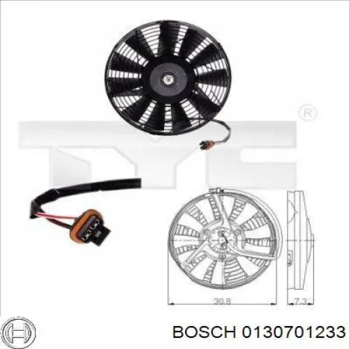 0130701233 Bosch электровентилятор кондиционера в сборе (мотор+крыльчатка)