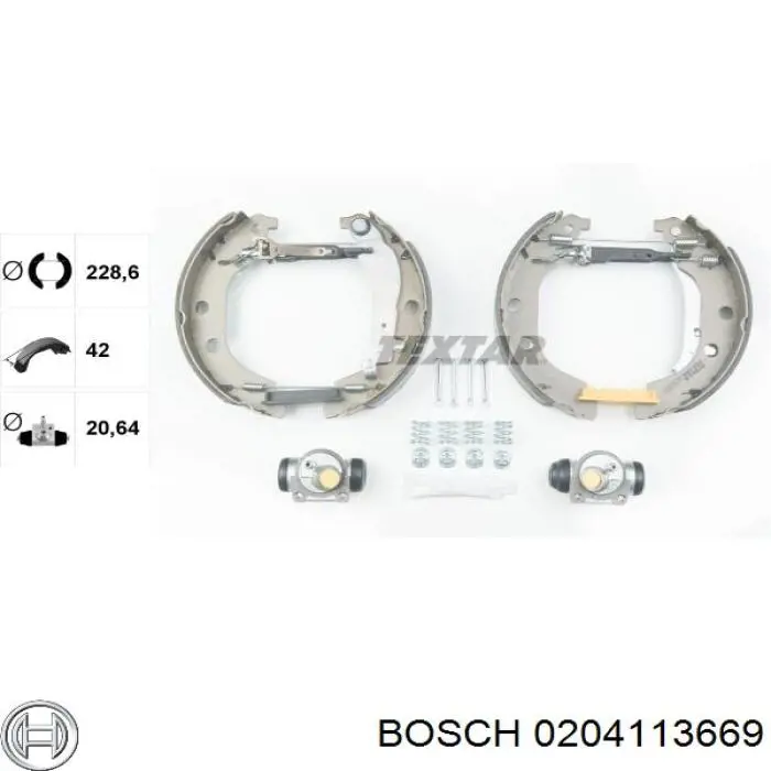 Задние барабанные колодки 0204113669 Bosch