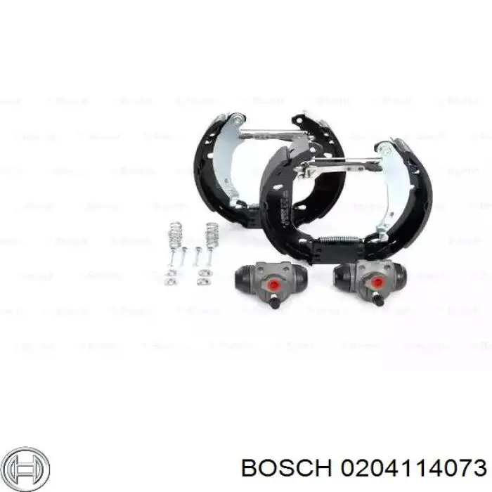 0204114073 Bosch колодки тормозные задние барабанные, в сборе с цилиндрами, комплект