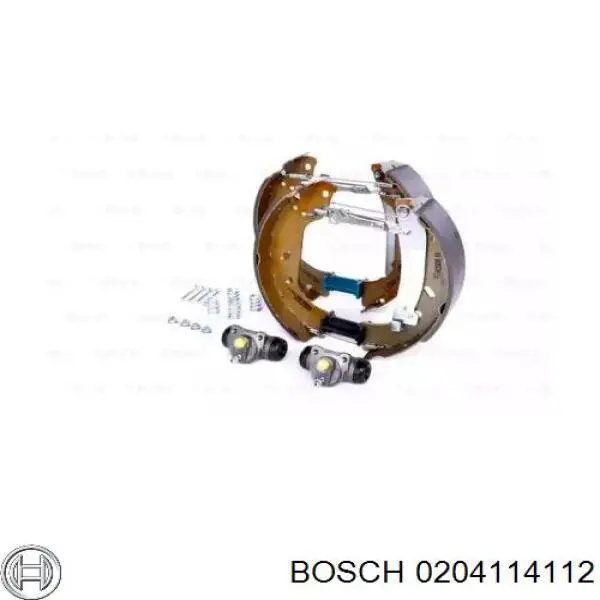 0 204 114 112 Bosch sapatas do freio traseiras de tambor, montadas com cilindros, kit